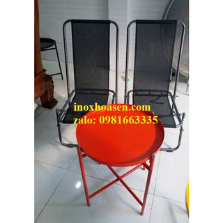 Ghế xếp lưng cao,combo 2 ghế cao và bàn trà chanh xếp gọn
