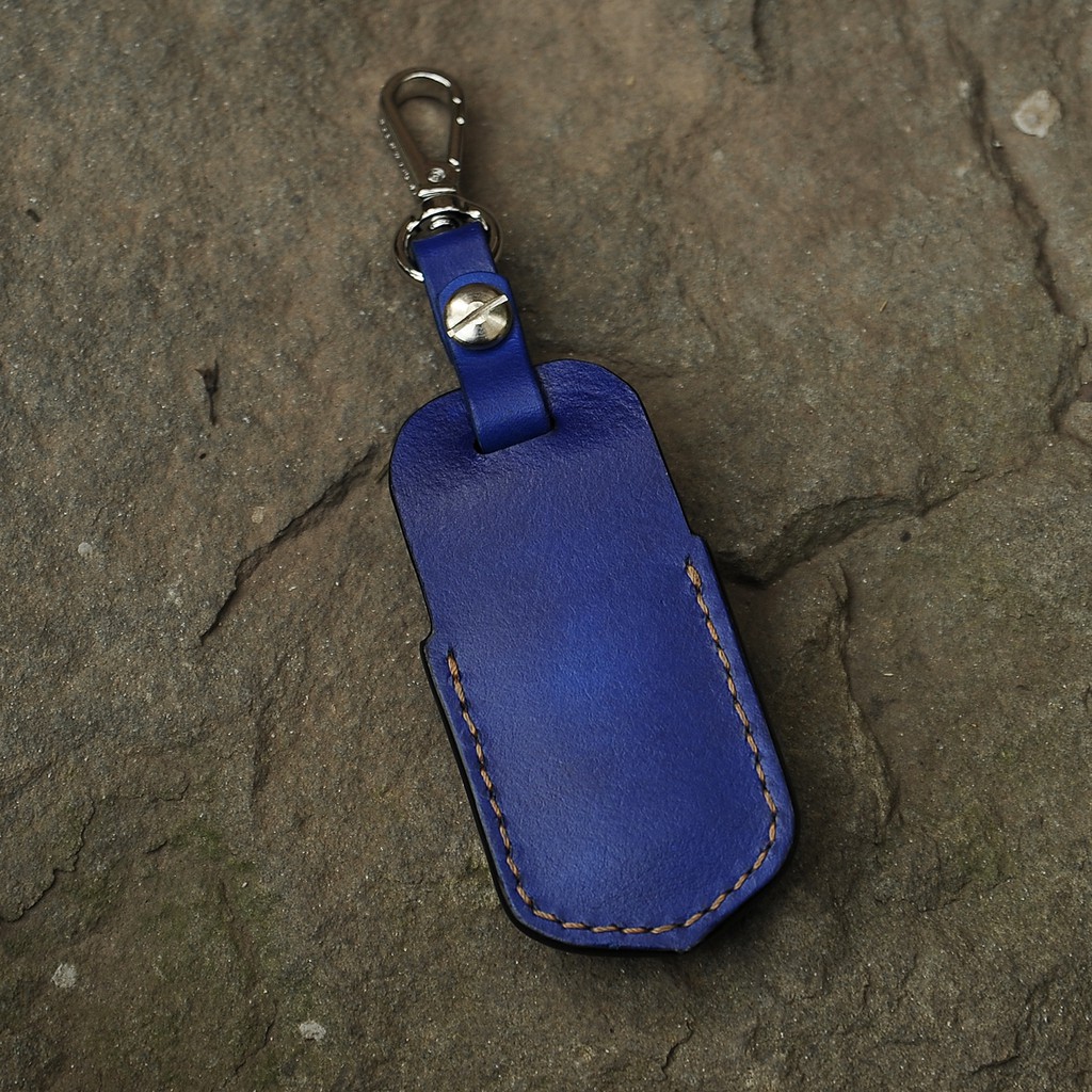Bao da chìa khoá xe SH Mode màu xanh navy, đồ da handmade da bò thật, miễn phí khắc tên - DT29873