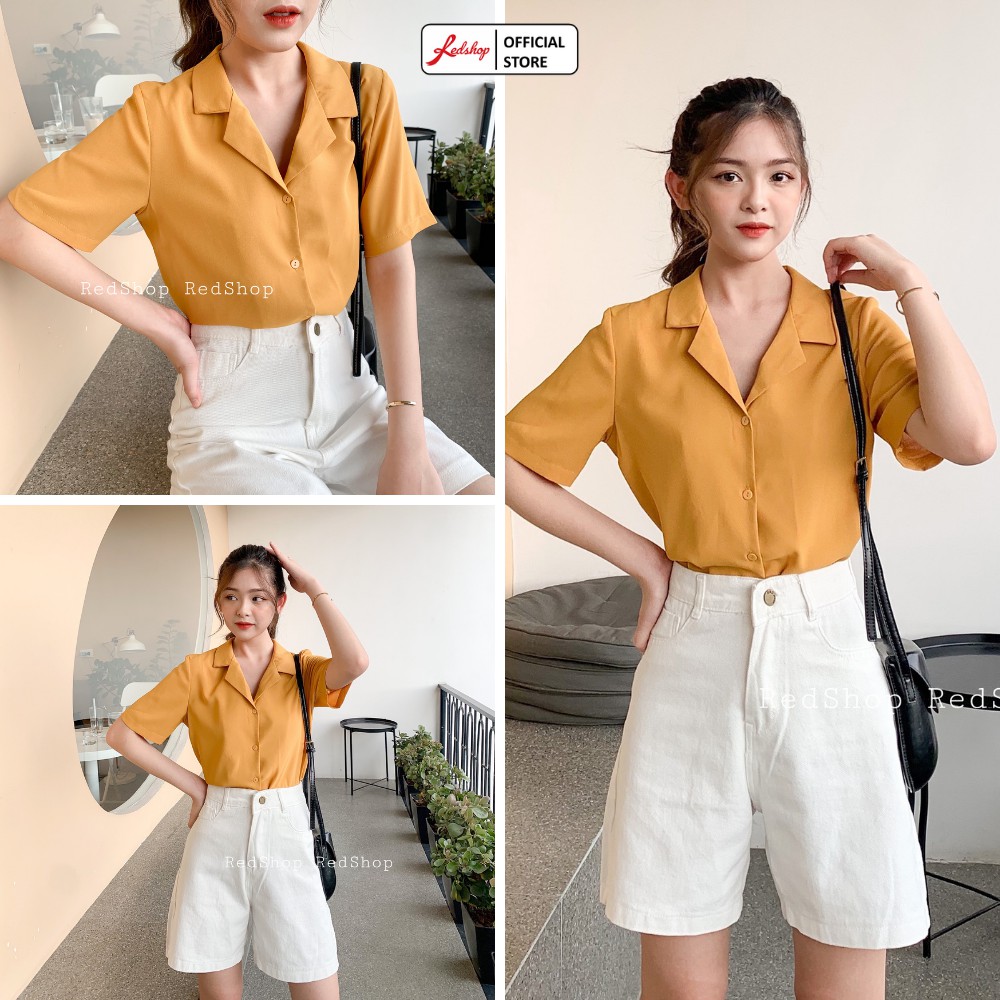 Áo Sơ Mi Nữ Basic Tay Lỡ Cổ Vest Kiểu Dáng Hàn Quốc Đủ Màu REDSHOP_27824