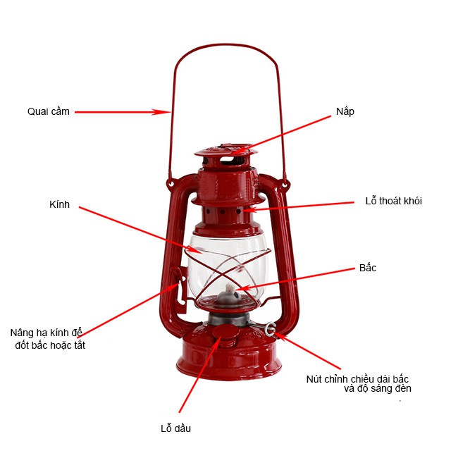 Đèn đi bão dùng dầu, cỡ lớn - cao 28cm