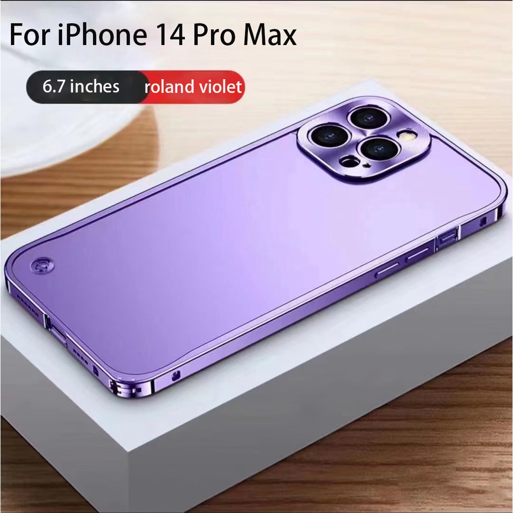 Ốp Điện Thoại Cứng Mặt Nhám Trong Suốt Viền Kim Loại Chống Sốc Cho iPhone 14 Pro Max 14 Plus
