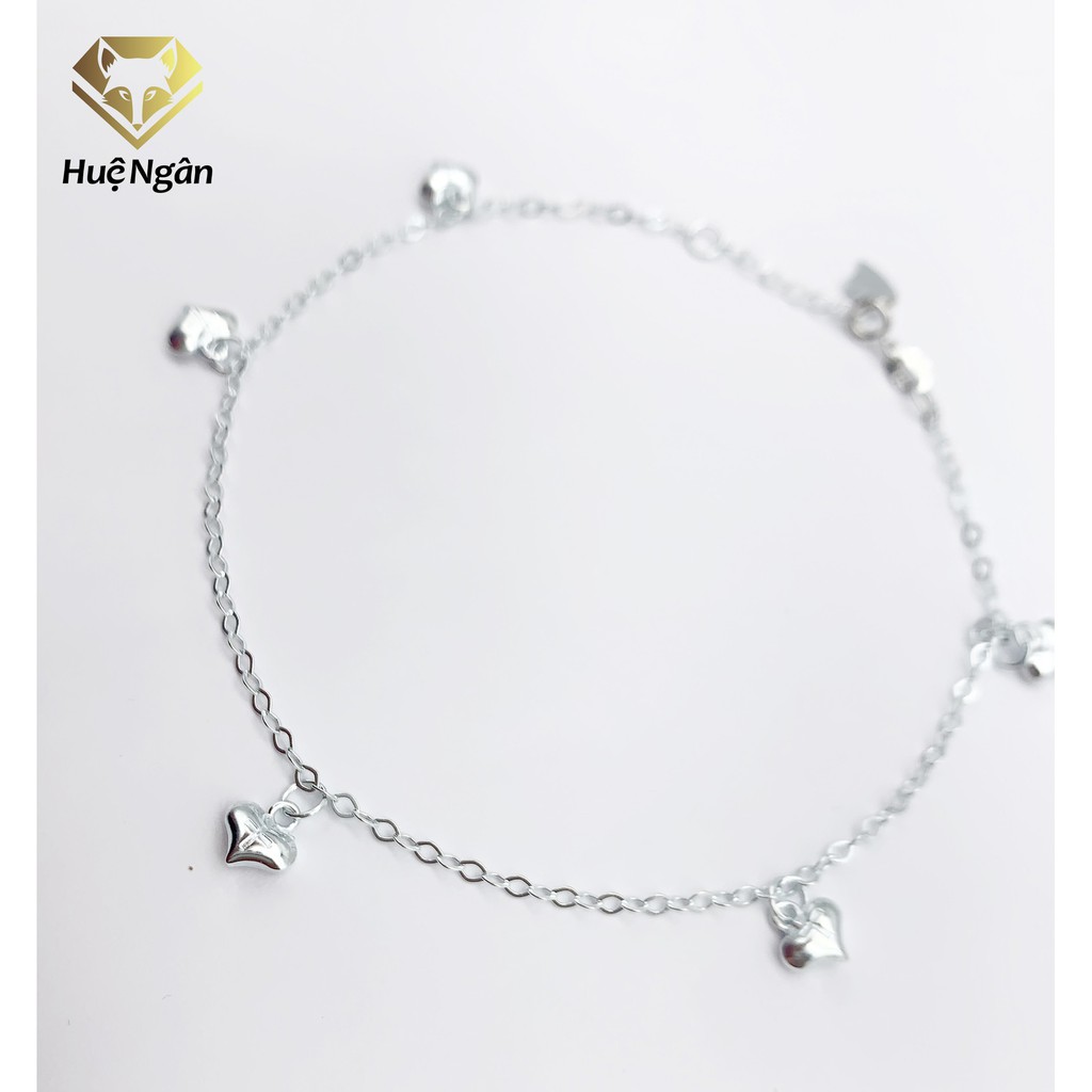 [Mã LT50 giảm 50k đơn 250k] Lắc chân bạc Ý 925 Huệ Ngân - Tim phồng xinh xắn JL003