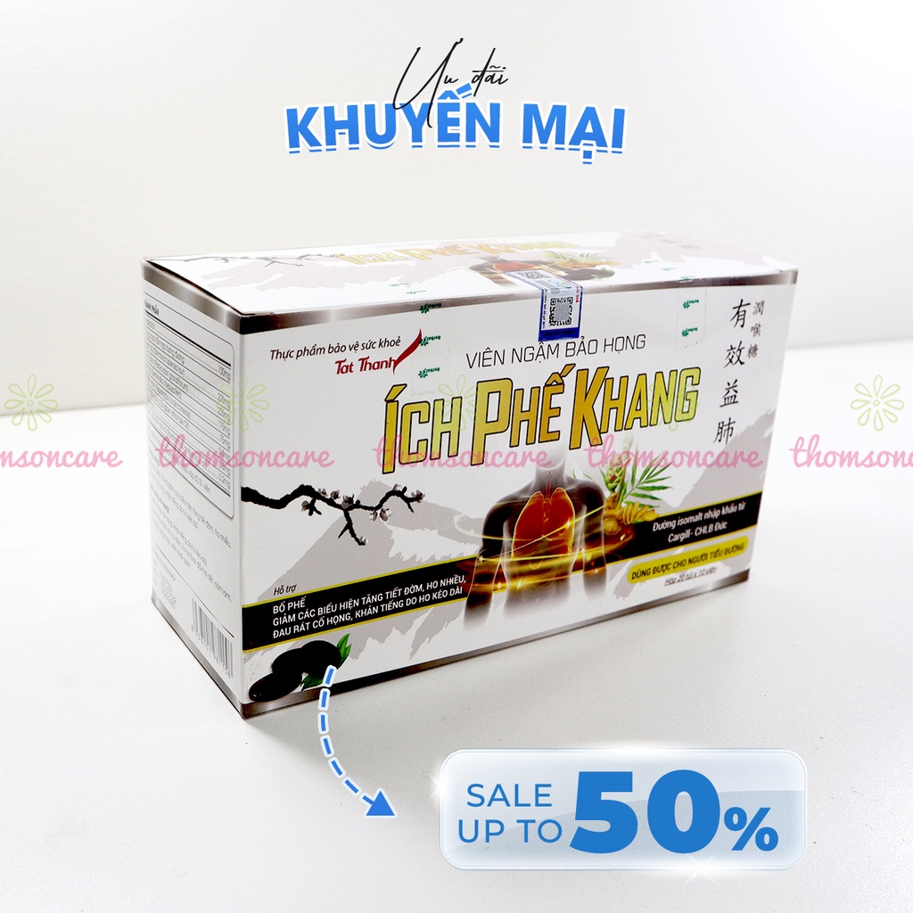 Kẹo ngậm ho Ích Phế Khang - từ Bách Bộ, Cát Cánh giúp bổ phế, giảm đau rát họng, dùng được cho người bị tiểu đường