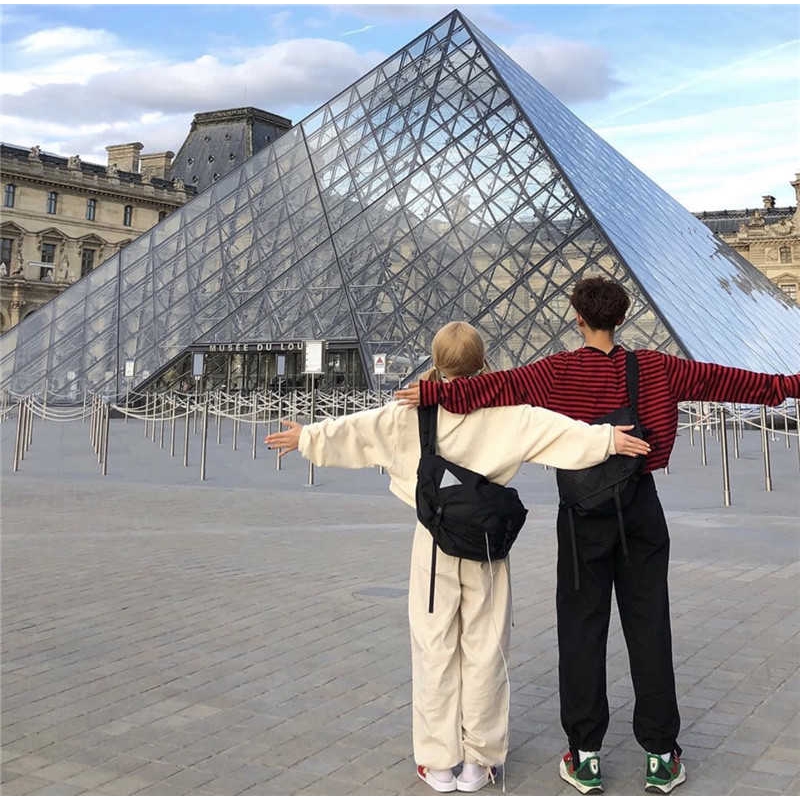 Túi đeo chéo màu đen phong cách Hip Hop thời trang cho nam