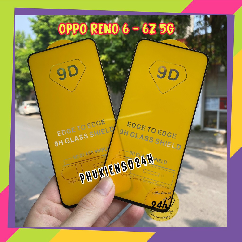 Kính cường lực OPPO Reno 6 5G - Reno 6 Z Reno 7 7Z Reno 8 5G Full màn hình + Cụm bảo vệ camera loại xịn MÀU ĐEN