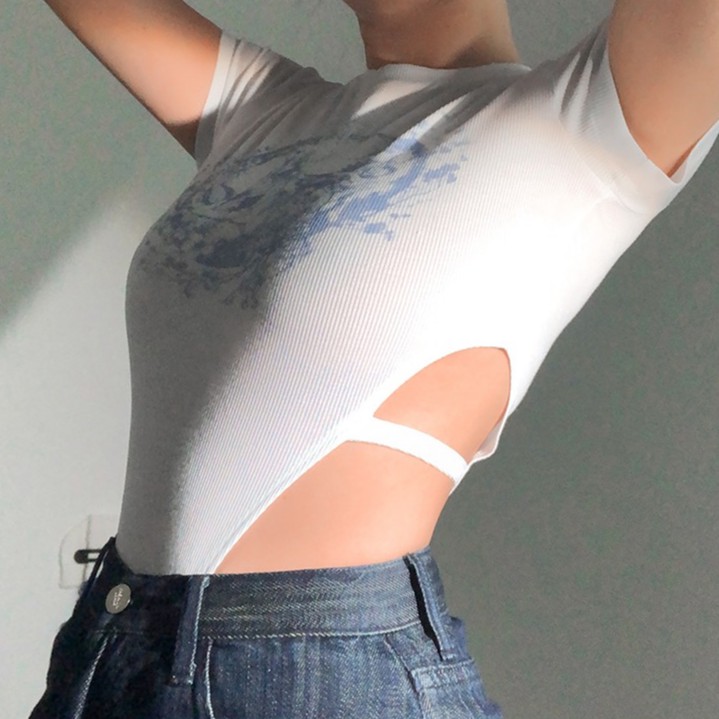 [Hàng Có Sẵn] Áo Croptop Bodysuit Khoét Eo Hai Màu Đen Trắng Sexy Gợi Cảm Quyến Rũ Cho Nữ Cá Tính | BigBuy360 - bigbuy360.vn