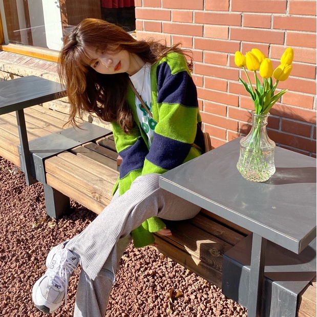 Áo Khoác Cardigan Dệt Kim Tay Dài Cổ Chữ V Dáng Rộng Kẻ Sọc Thời Trang Mùa Thu Cho Nữ | BigBuy360 - bigbuy360.vn