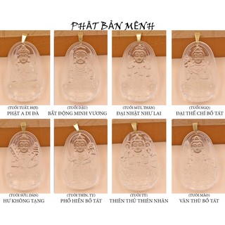 Mặt dây chuyền 8 Vị Phật Bản Mệnh 12 Con Giáp pha lê trắng 3.6cm - Mặt phật size nhỏ - Tặng kèm móc inox