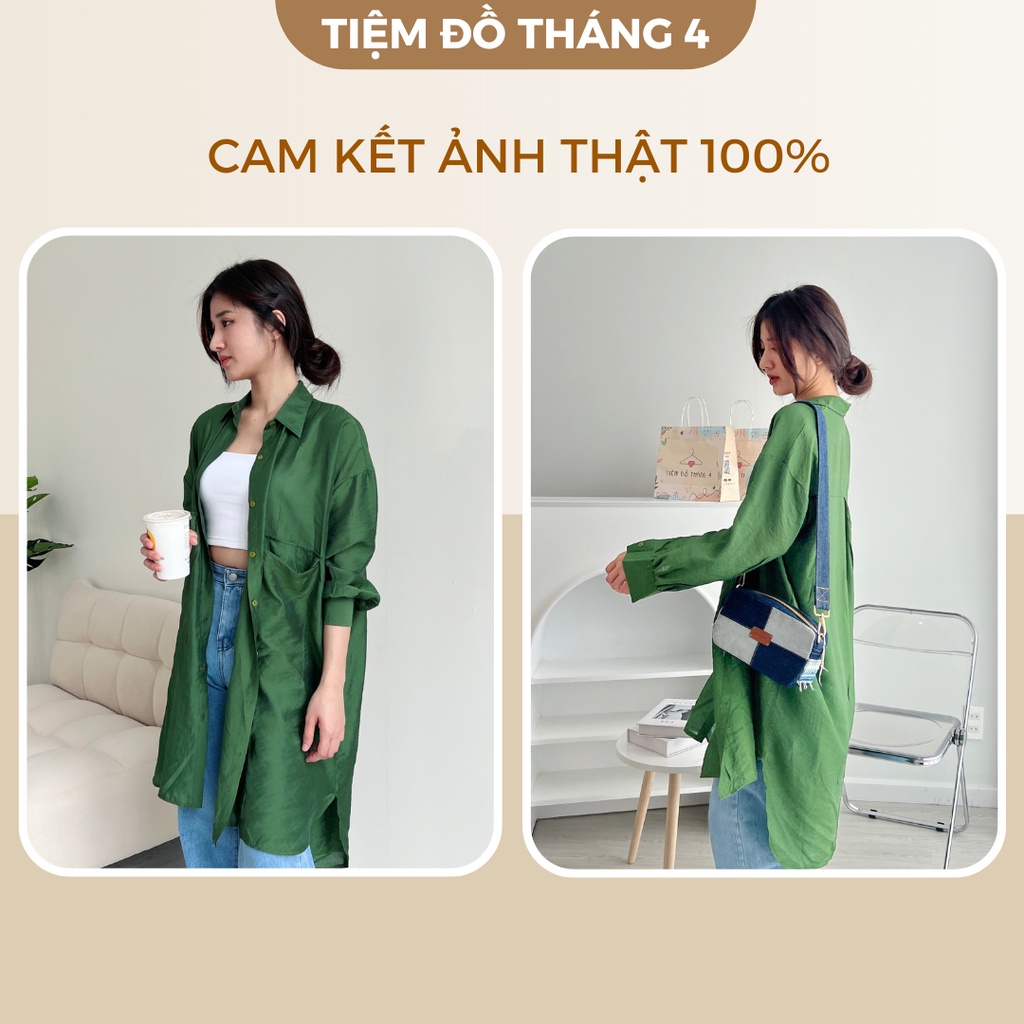 Áo Sơ Mi Nữ Form Rộng Chất Vải Lụa Tơ TIỆM ĐỒ THÁNG 4 LONG SHIRT