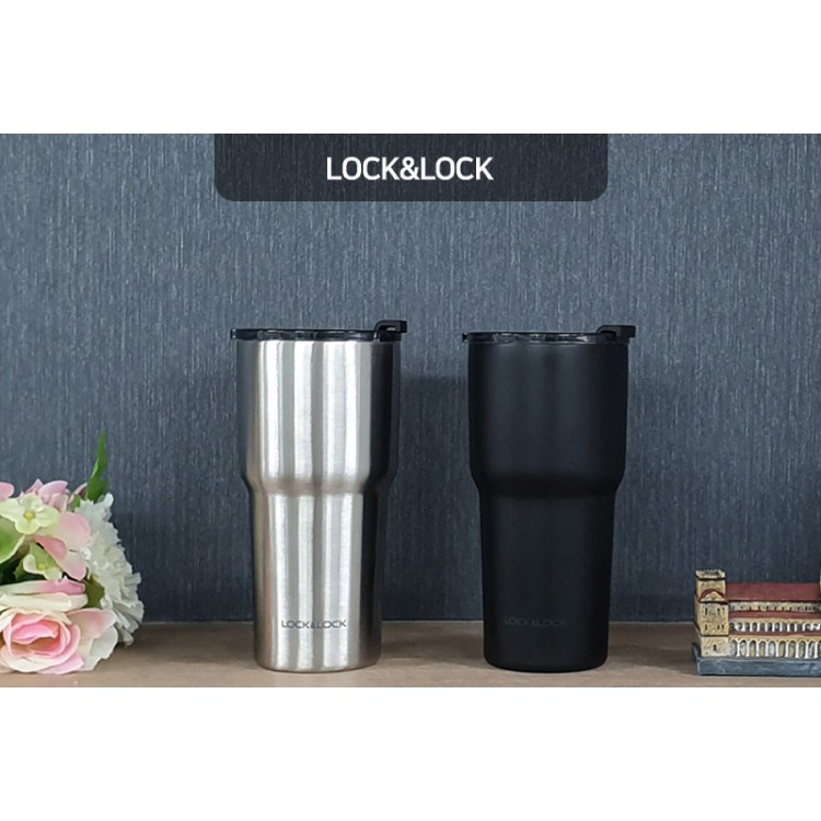 Ly Giữ Nhiệt Lock&amp;Lock Swing Tumbler Bạc/Đen - 350ml/470ml/700ml/880ml - Hàng Chính Hãng