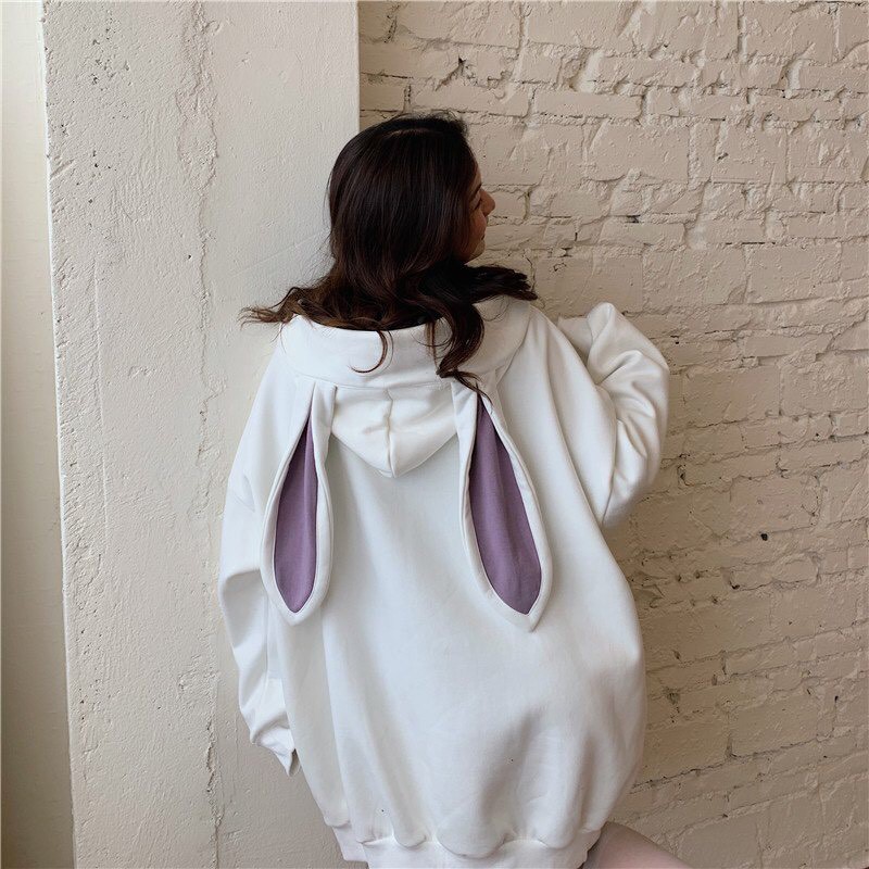 ÁO HOODIE TAI THỎ Nỉ Ngoại Tím Trắng - ÁO NỈ MŨ TAI CUTE CHẤT ĐẸP FORM RỘNG | BigBuy360 - bigbuy360.vn