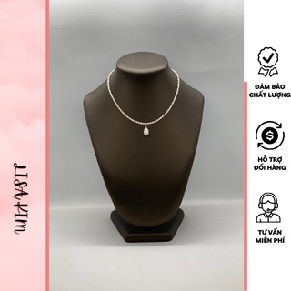 Vòng cổ choker nhí gạo 2 li kèm mặt màu trắng