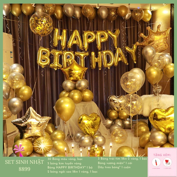 [TPHCM] Set Trang Trí Sinh Nhật Lãng Mạn Đáng Yêu, trang trí tiệc tùng, ngày kỉ niệm - MBBDecor