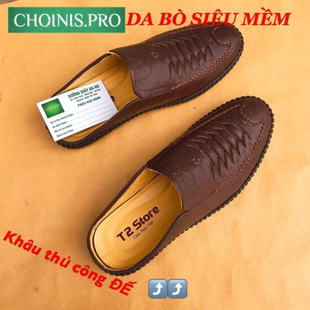 Sục da nam cao cấp CHOINIS- Giày hở gót nam✖️ ĐẾ KHÂU SIÊU MỀM p