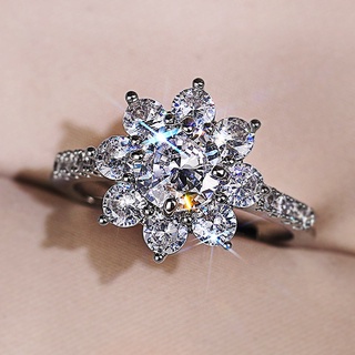 Nhẫn iFIT bằng đồng mặt hình hoa tuyết dát đá Zircon cá tính