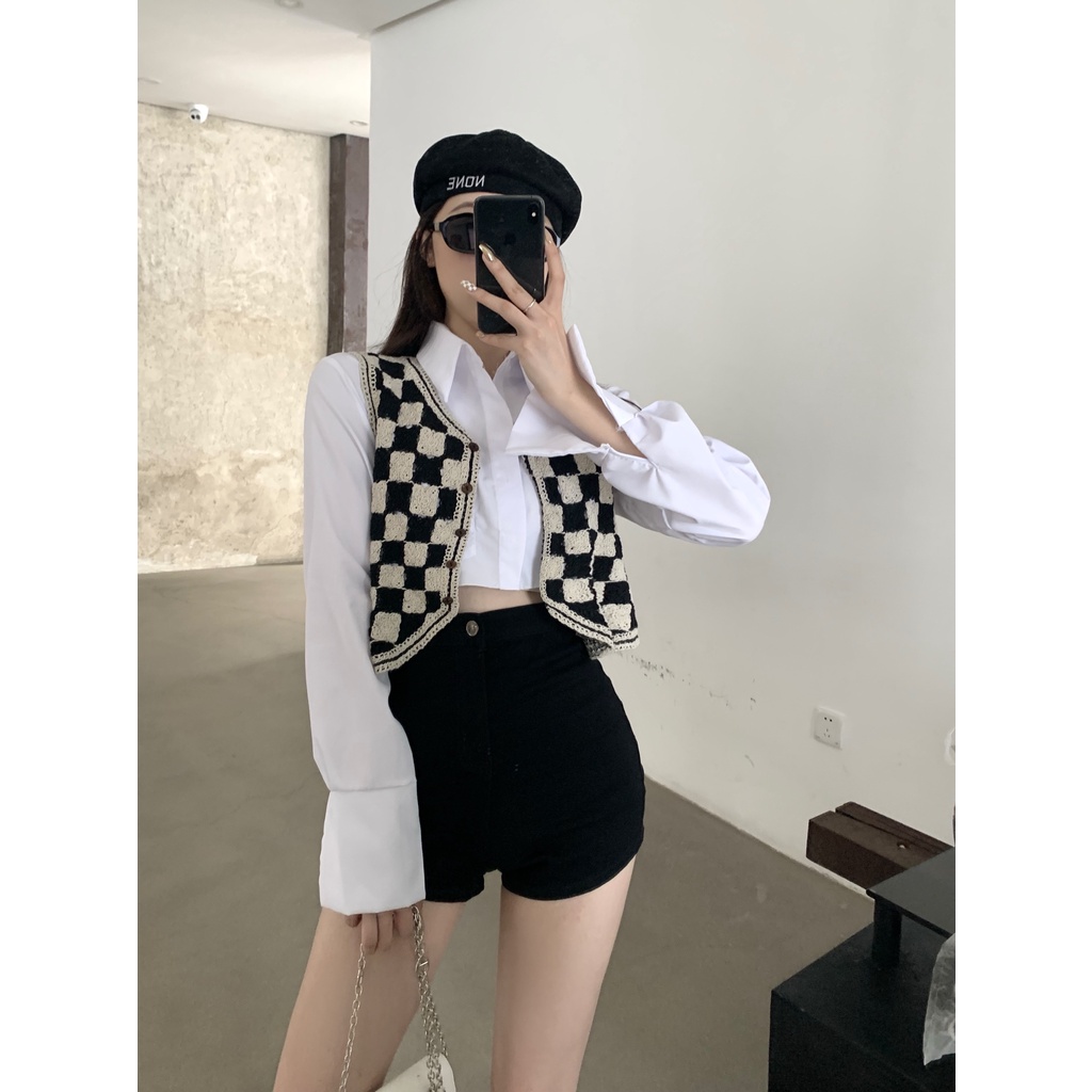 Áo khoác cardigan không tay họa tiết kẻ sọc phong cách cổ điển thời trang cho nữ
 | BigBuy360 - bigbuy360.vn