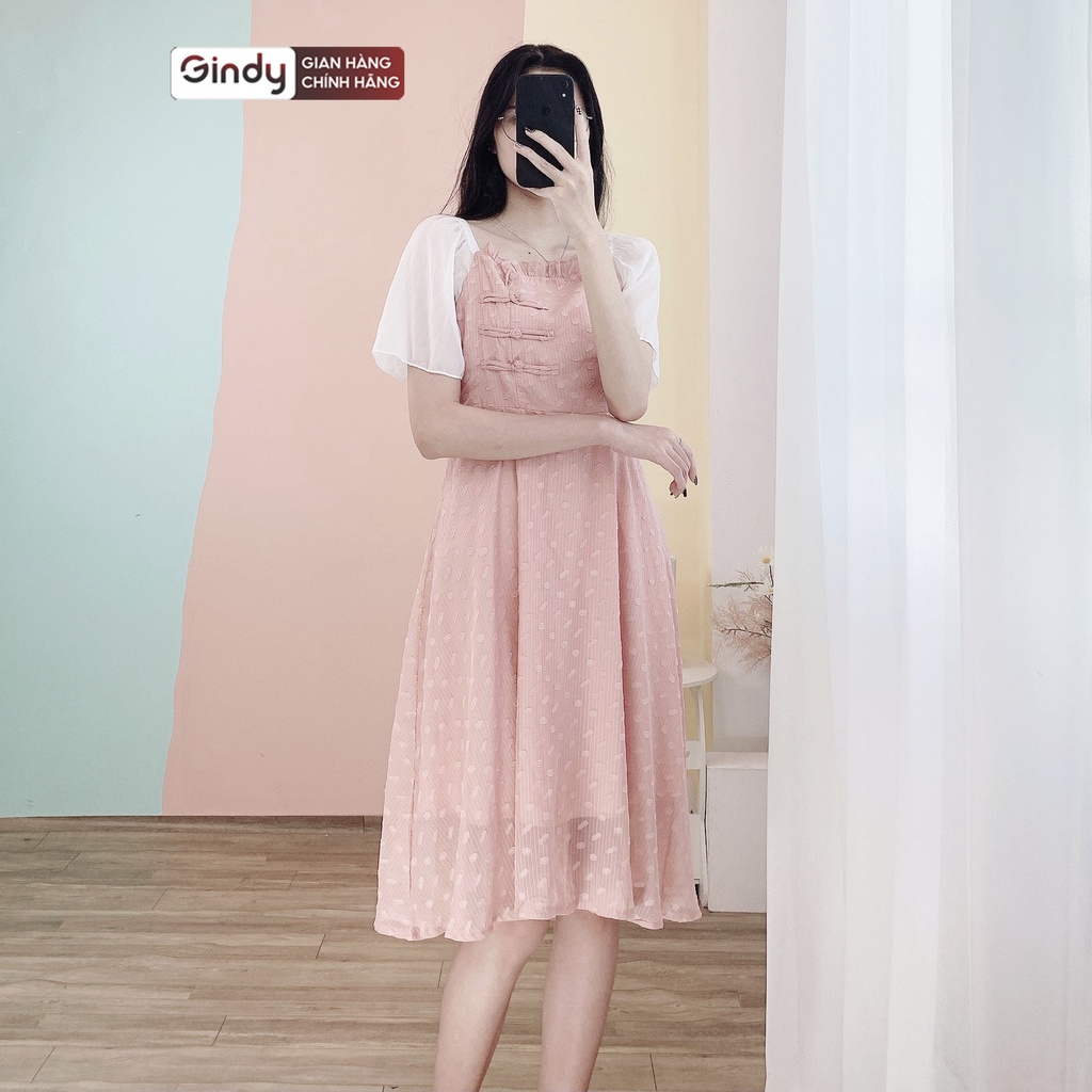 Váy cách tân nữ GINDY đi chơi dự tiệc dáng xòe ulzzang có tay hàng thiết kế (hàng loại 1) V10053