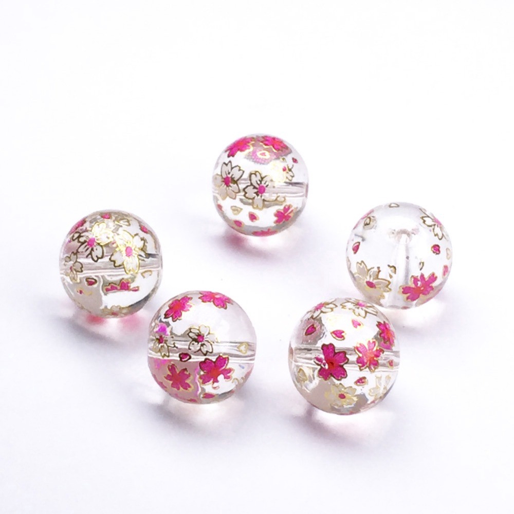 Bộ 5 Hạt Thủy Tinh Tròn Trong Suốt Dùng Làm Trang Sức Thủ Công DIY