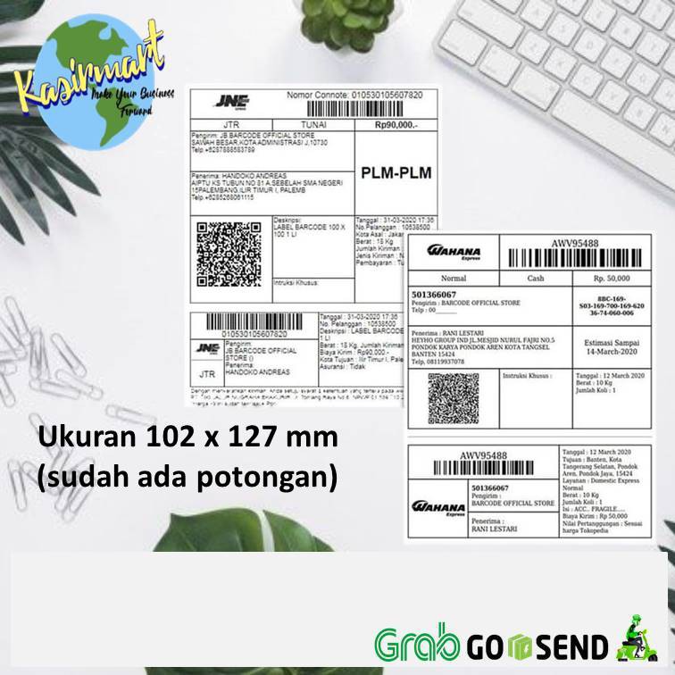 Bộ 250 Nhãn Dán Mã Vạch 102x127 mm Jne / Jnt / J & T / Tiki / Tiki
