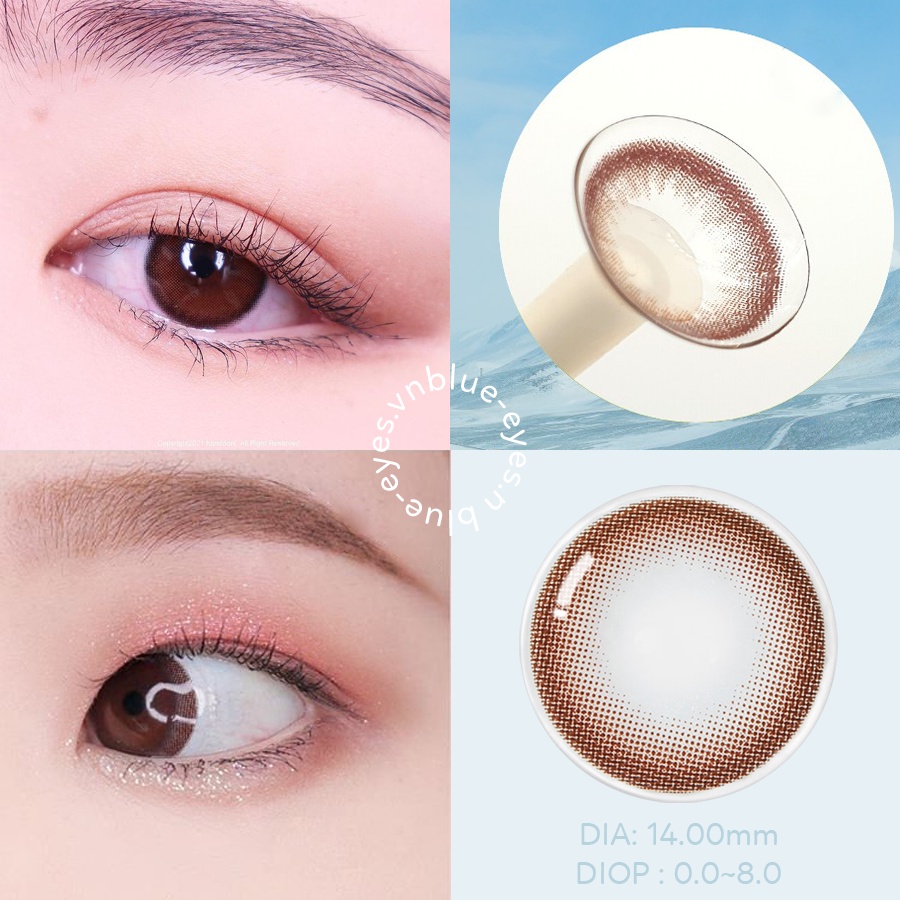 Kính áp tròng cận Blue Eyes - PURRY CHOCO - Lens  giãn nhẹ màu nâu hồng đất -   lens nội địa Hàn