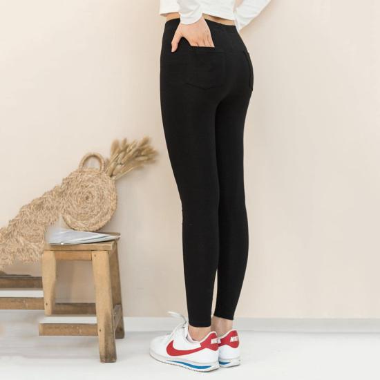 Quần legging nữ cạp cao gen bụng dáng dài nâng mông có túi  - Quần legging nữ dài cao cấp co giãn vải đen bó dày dặn hàn