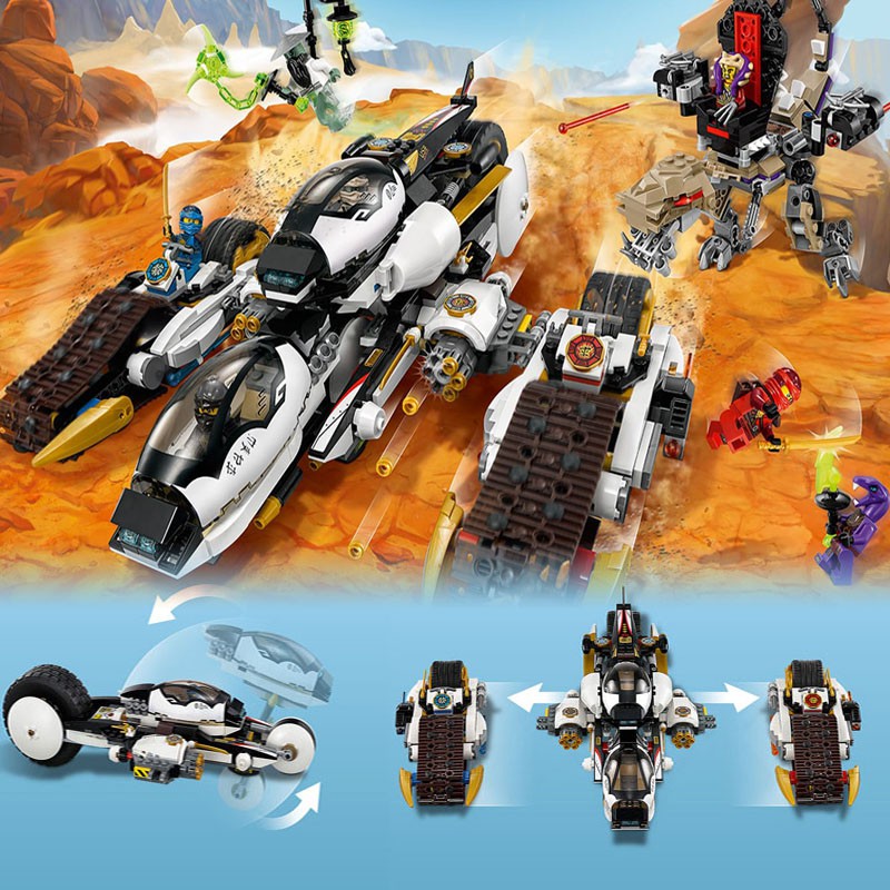 Lego Ninjago Series 2021 sản phẩm mới chiến xa biến dạng bốn trong một lắp ráp khối xây dựng đồ chơi cậu bé mech