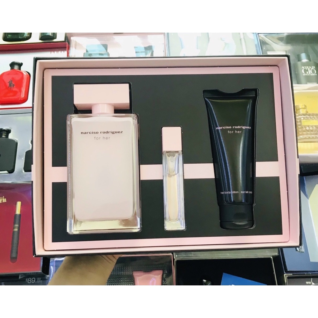 Set Nước Hoa Nữ Narciso Rodriguez For Her EDP 3pcs (100ml x 10ml x Body 75ml) - Scent of Perfumes