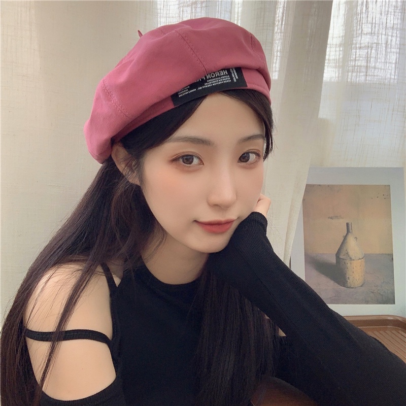 Mũ Beret Mỏng Họa Tiết Chữ Phong Cách Retro Nhật Bản Cho Nữ