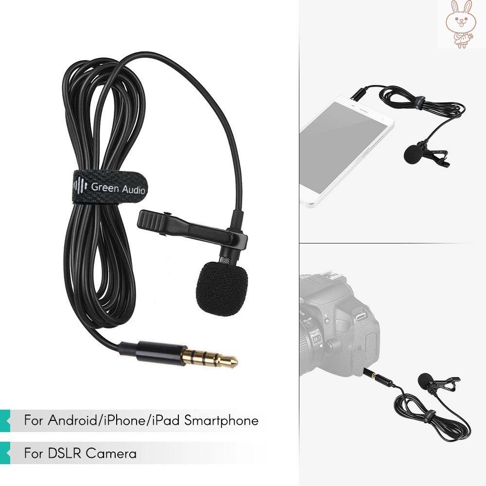 OL Mini Clip-on Lavalier Microphone Lapel Condenser Mic 3.5mm Plug with 2M Extension Cable Compatible with  iPad Android Smartphone DSLR Camera PC Laptop