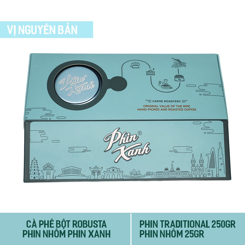 Combo Cà Phê Robusta Pha Phin Cafe Rang Xay Nguyên Chất Rang Mộc Gói Cao Cấp 250gram và Phin Nhôm Cafe Phin Xanh | BigBuy360 - bigbuy360.vn