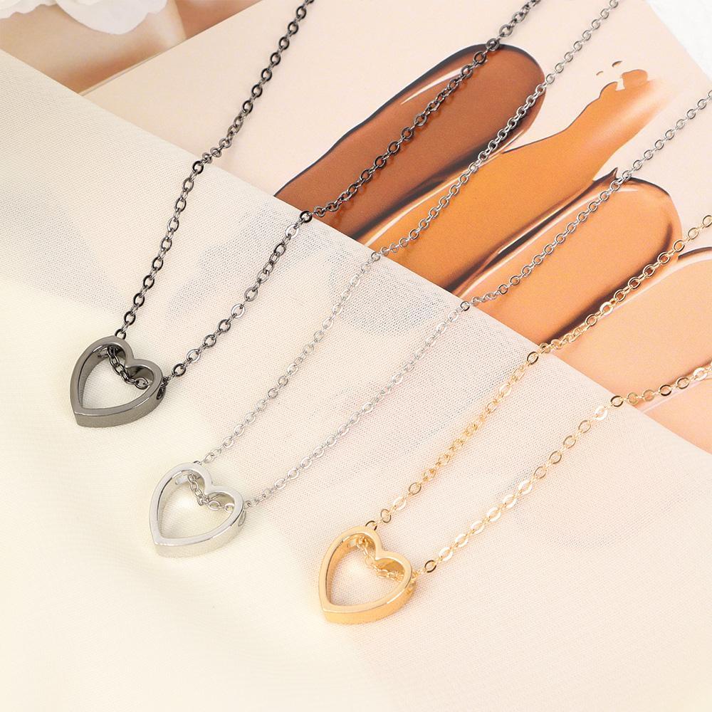 Dây Chuyền Choker Bằng Thép Không Gỉ Mặt Hình Trái Tim Thời Trang
