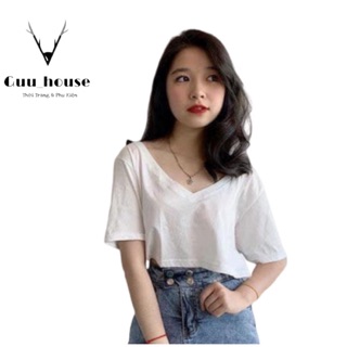 Áo croptop cổ tim dáng rộng