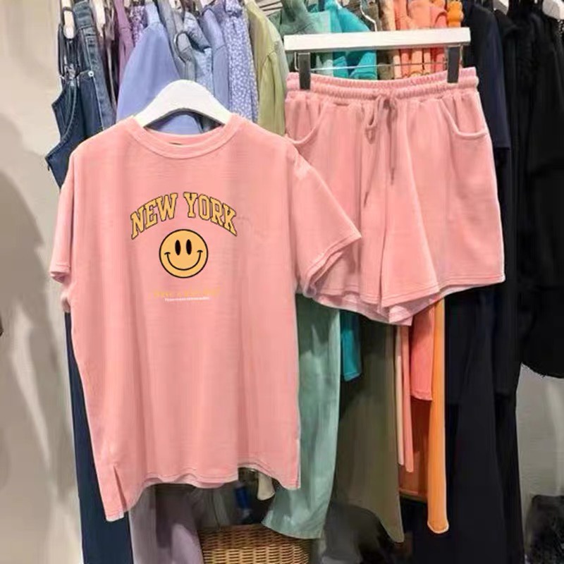 [ Rẻ vô địch ] Set bộ đùi chất cotton dáng rộng - mặt cười new york