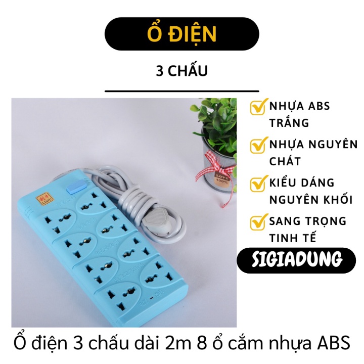 [SGD] Ổ Cắm Điện - Ổ Điện 3 Chấu, 8 Lỗ Cắm, Dây Dài 2m Tiện Lợi 9538