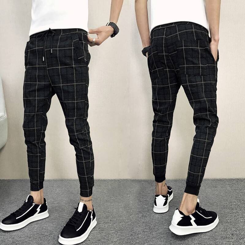Quần Legging Họa Tiết Sọc Caro Phong Cách Công Sở Thời Trang Thu Đông Cho Nam