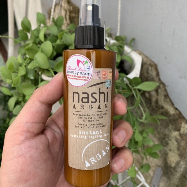 [G03] 🇮🇹Nashi-Italia🇮🇹 Xịt dưỡng xả khô NASHI ARGAN HYDRATING STYLING MASK LEAVE IN làm phồng tóc 150ml S001