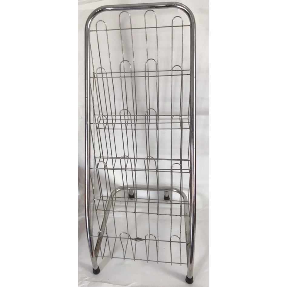 Kệ inox 4 ngăn - để báo, tạp chí.