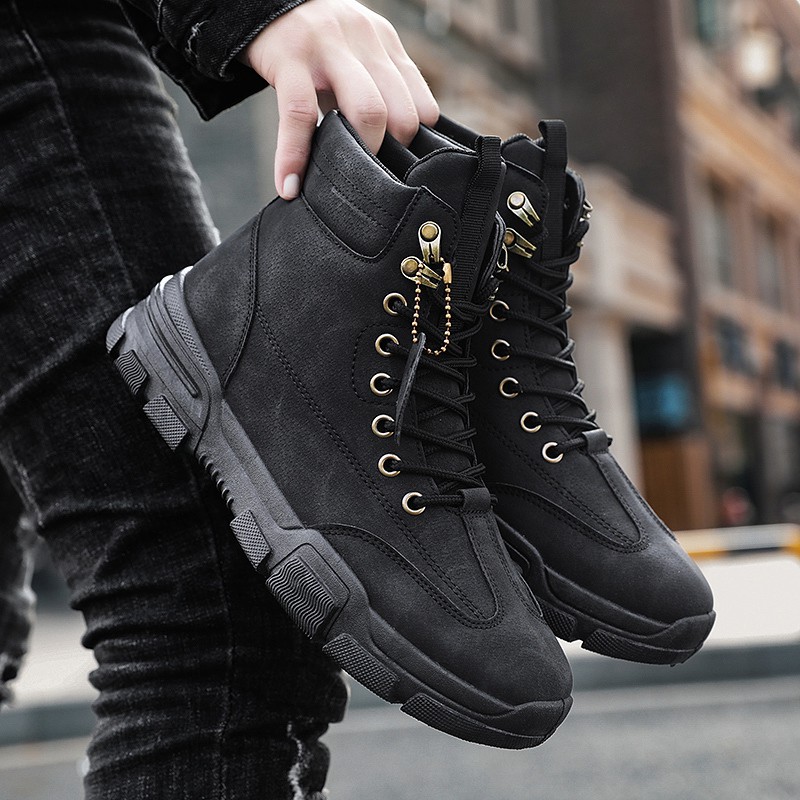 Giày bốt martin bằng da cổ cao thời trang size 39-44 cho nam