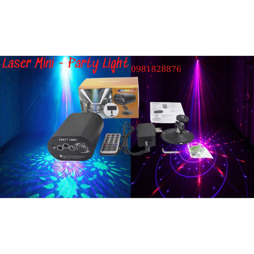 Đèn Laser Mini 3 Mắt - Party Light. Chuyên đèn Karaoke, Bar, Bay Phòng.