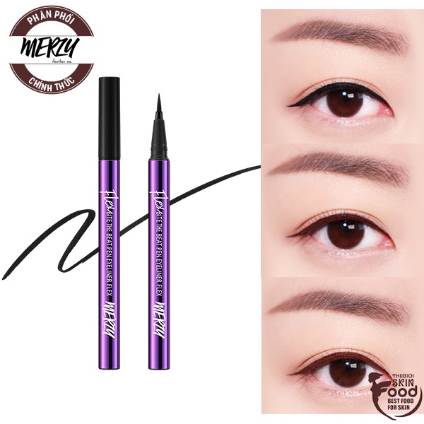 [Bitte The Beat] Bút Kẻ Mắt Nước Nét Mảnh, Sắc Nét, Lâu Trôi Merzy Bite The Beat Pen Eyeliner Flex 0.6g