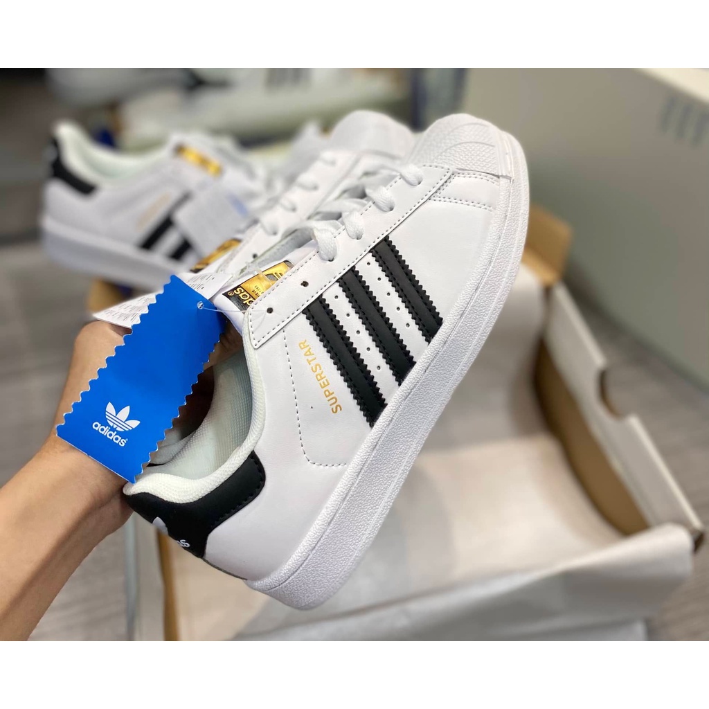 (ẢNH THẬT - HÀNG ĐẸP) Giày thể thao sneaker nam nữ Superstar mũi sò trắng vạch đen tem vàng