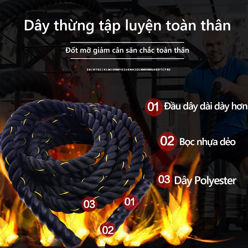 OT105 đấu dây tập thể lực rèn cơ bắp dày 38mm * Dài 12 mét  Dây quăng dây thừng to