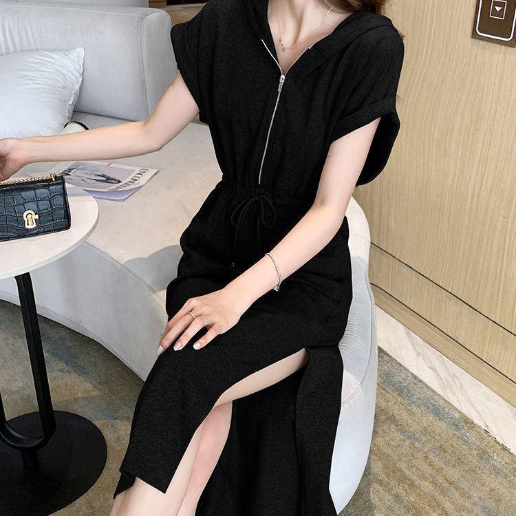 Đầm Thể Thao Dáng Dài Có Mũ Trùm Xẻ Tà Thời Trang Mùa Hè 2022