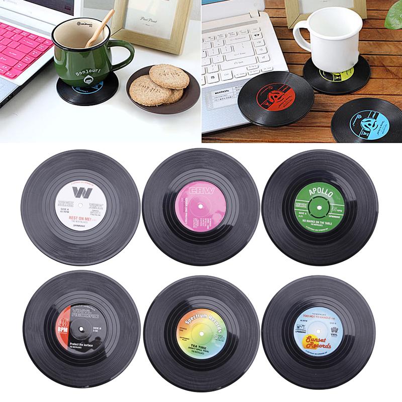 Set 6 Đế Lót Ly Hình Đĩa Than Cổ Điển