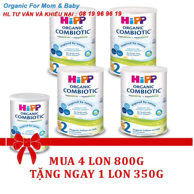 COMBO Sữa HiPP Combiotic SỐ 1 800G | TÁCH NẮP | MUA 4 TẶNG 1