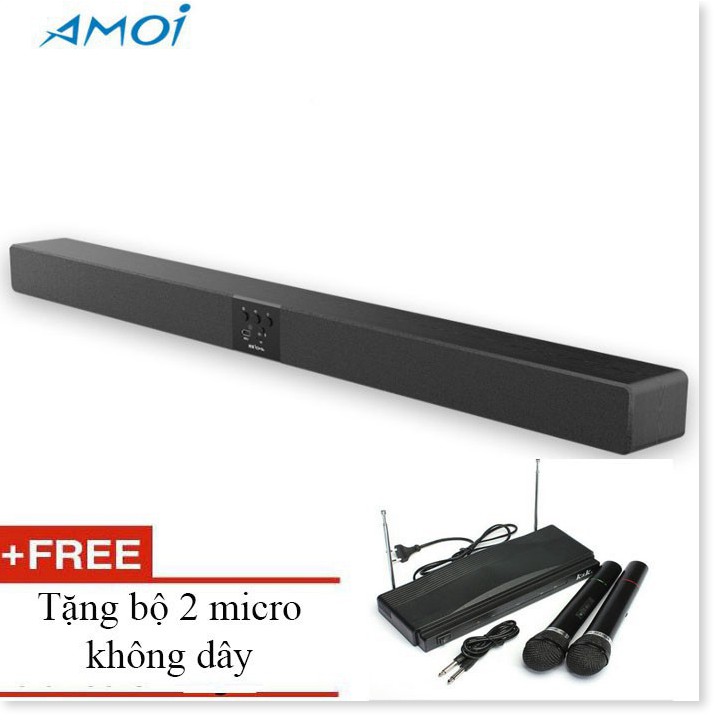 Loa Soundbar âm thanh 3D 5.1 8 loa tích hợp công suất 100w bluetooth 4.0 Amoi + tặng bộ 2 micro