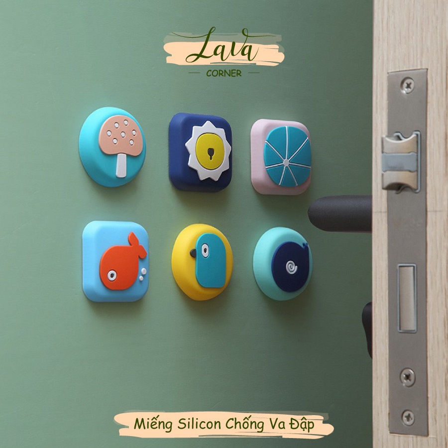 Miếng Chặn Cửa Nhựa Silicon Hoạt Hình Chống Xước Tường & Chống Va Đập Cửa