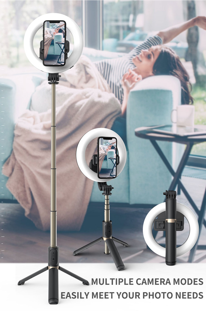 Gậy Chụp Ảnh Selfie 4 Trong 1 Có Đèn Led Kết Nối Bluetooth Kèm Điều Khiển Từ Xa | BigBuy360 - bigbuy360.vn