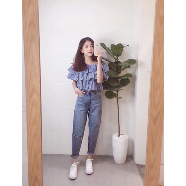 Quần Jeans Boyfriend rách gối (VNXK)