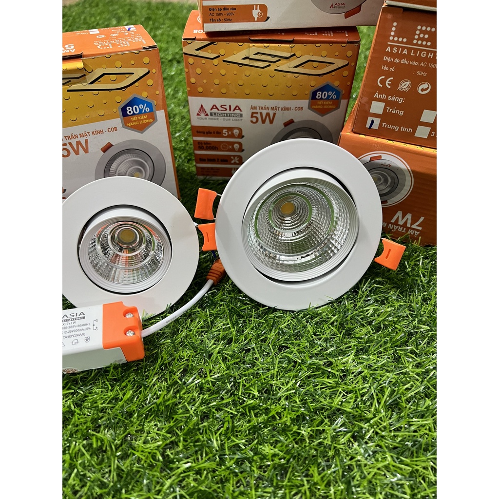 Đèn led âm trần rọi, xoay góc công suất: 5w ,7w,12w chip COB mặt kính Asia BH 2 năm